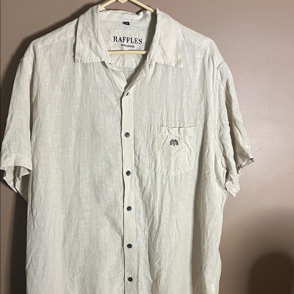 😄100% linen button down shirt big & tall